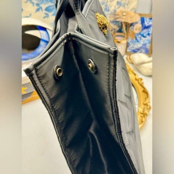 🆕 KURT GEIGER LONDON 🧿 NWOT L Recycled Drench Shopper Tote Bag, Black & Gold - Picture 8 of 16